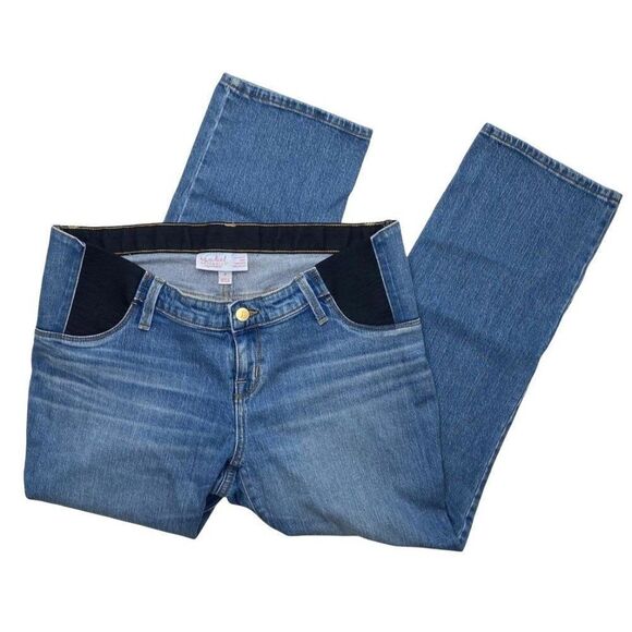 Isabel Maternity Crop Jeans Women's 8 Medium Blue Elastic Expandable-Panel NEW‎ - Picture 1 of 9